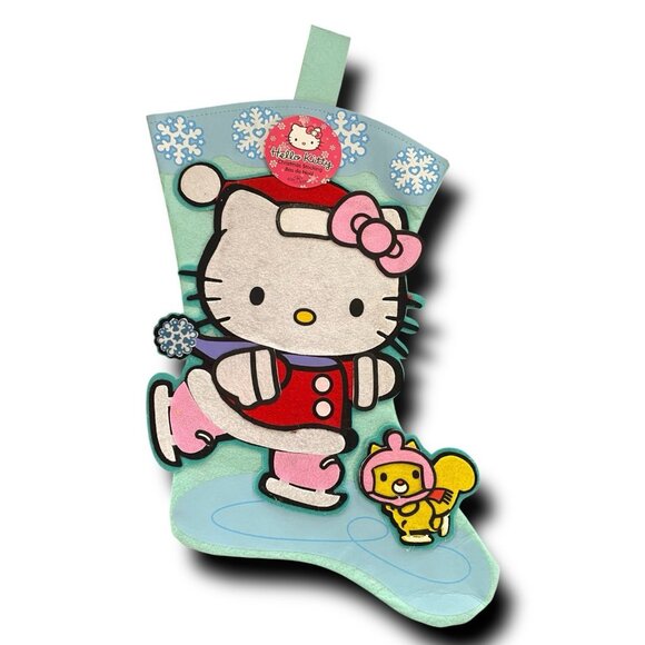 Sanrio Hello Kitty Ice Skating Christmas Stocking W/ Rorry Kurt Adler 2007 16" - Picture 1 of 5